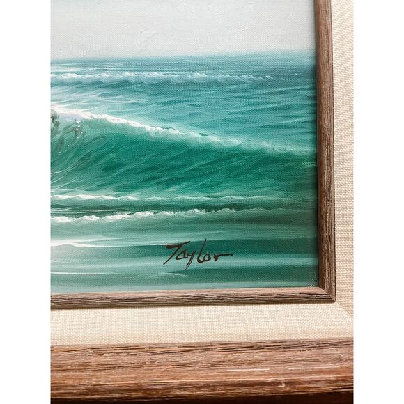 Vintage Taylor Seascape Oil Painting Morning Waves - Framed - Picture 4 of 5